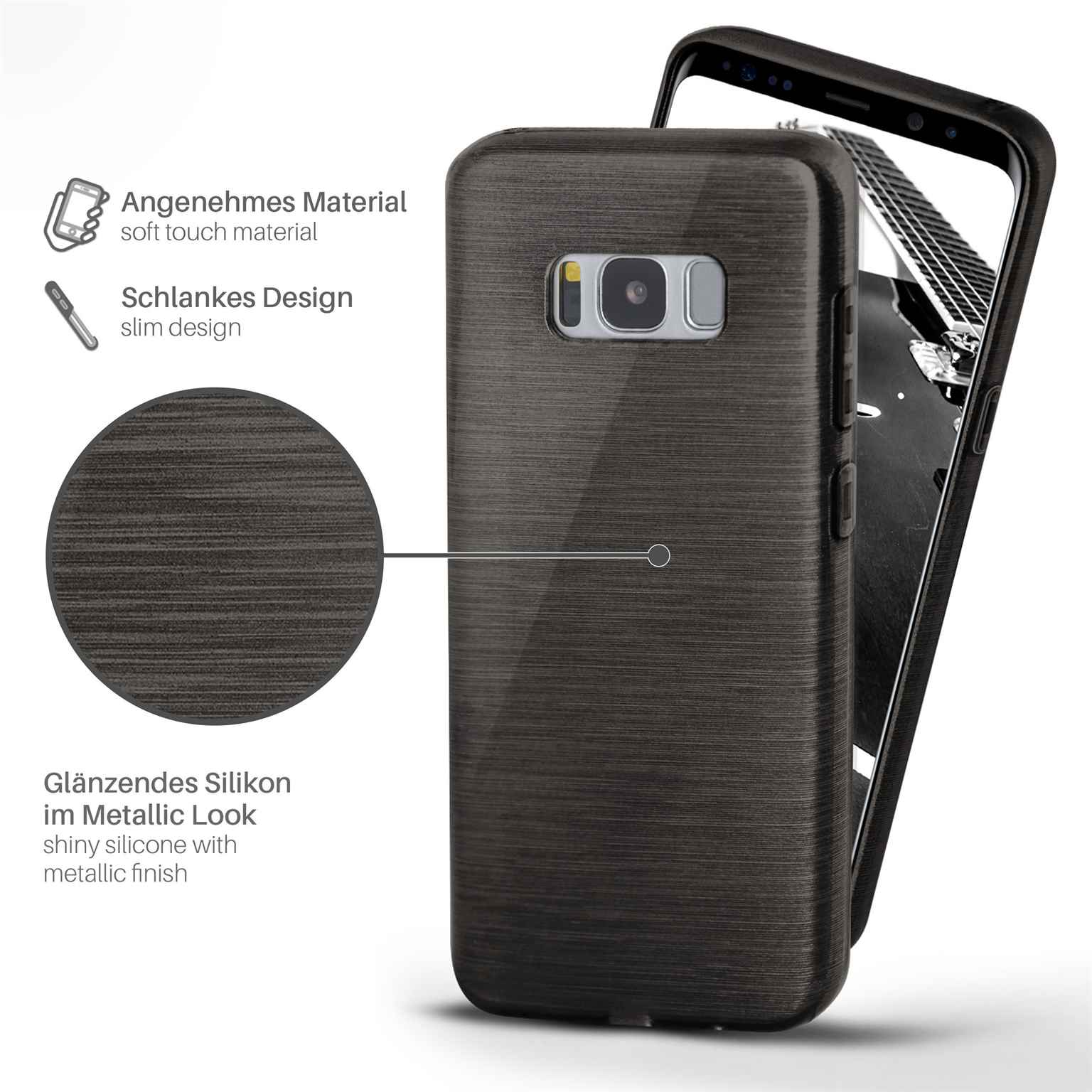 moex Brushed Case für Samsung Galaxy S8 Plus – Silikon Handyhülle, Backcover in Aluminium Optik – Weiteres Produktbild 1