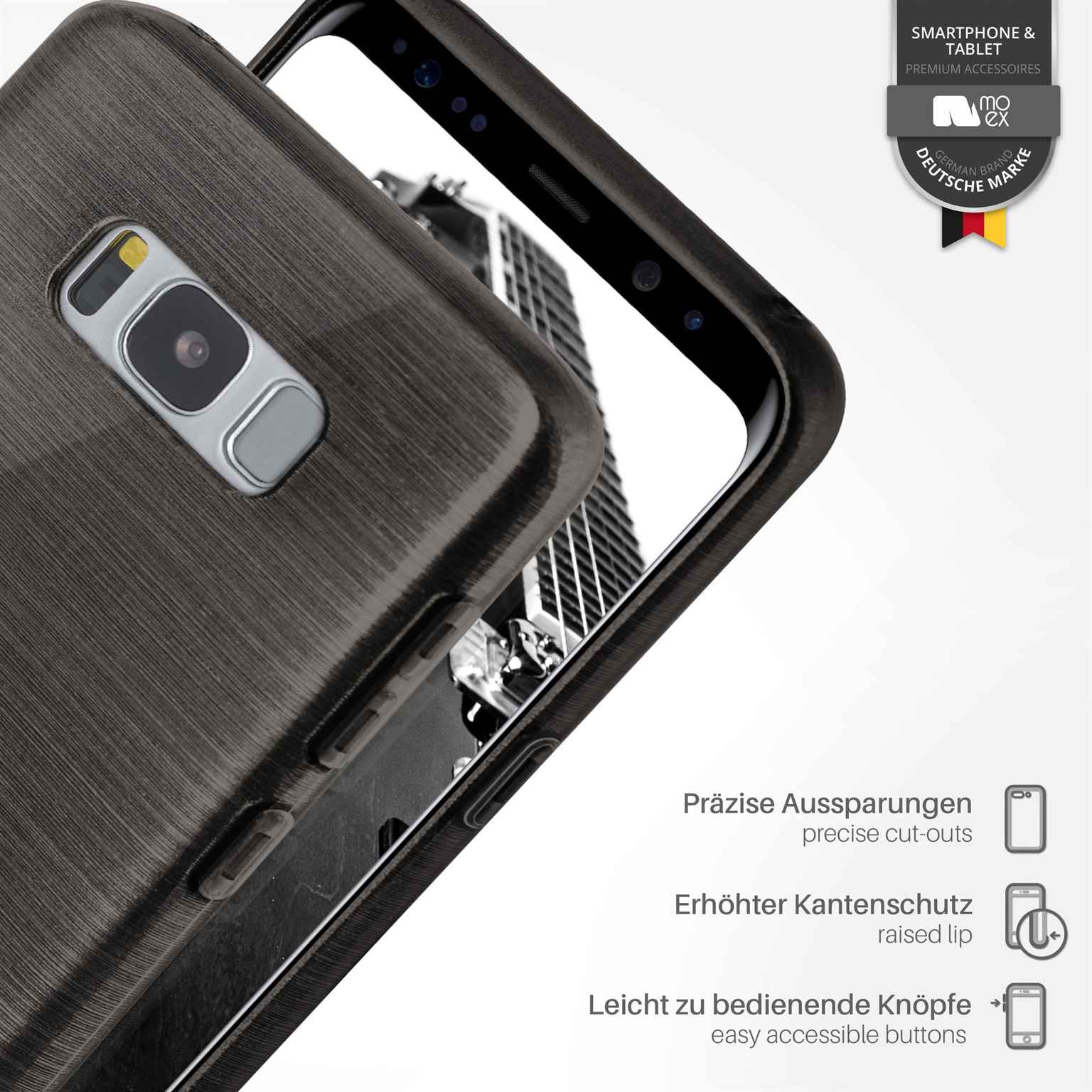 moex Brushed Case für Samsung Galaxy S8 Plus – Silikon Handyhülle, Backcover in Aluminium Optik – Weiteres Produktbild 2
