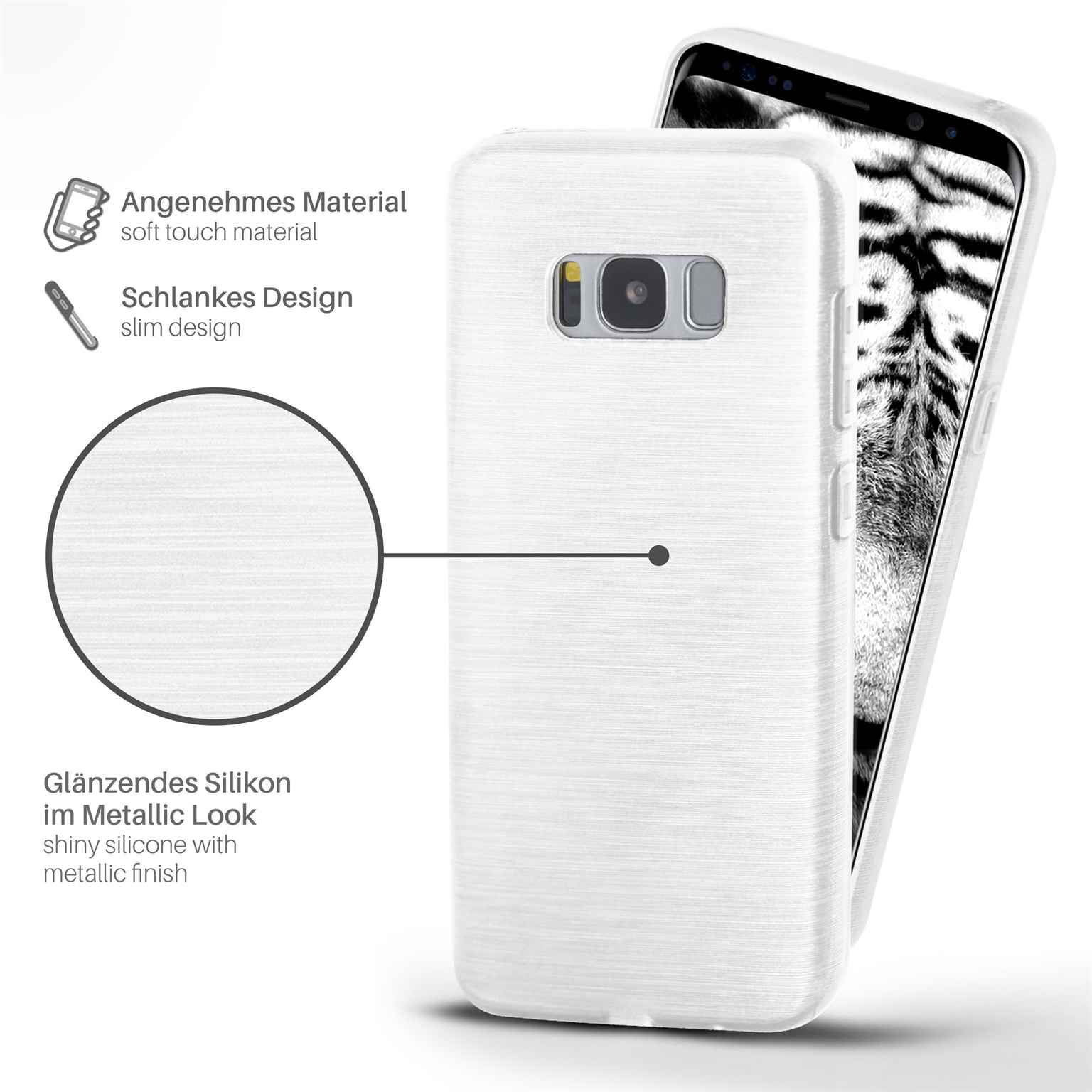 moex Brushed Case für Samsung Galaxy S8 Plus – Silikon Handyhülle, Backcover in Aluminium Optik – Weiteres Produktbild 1