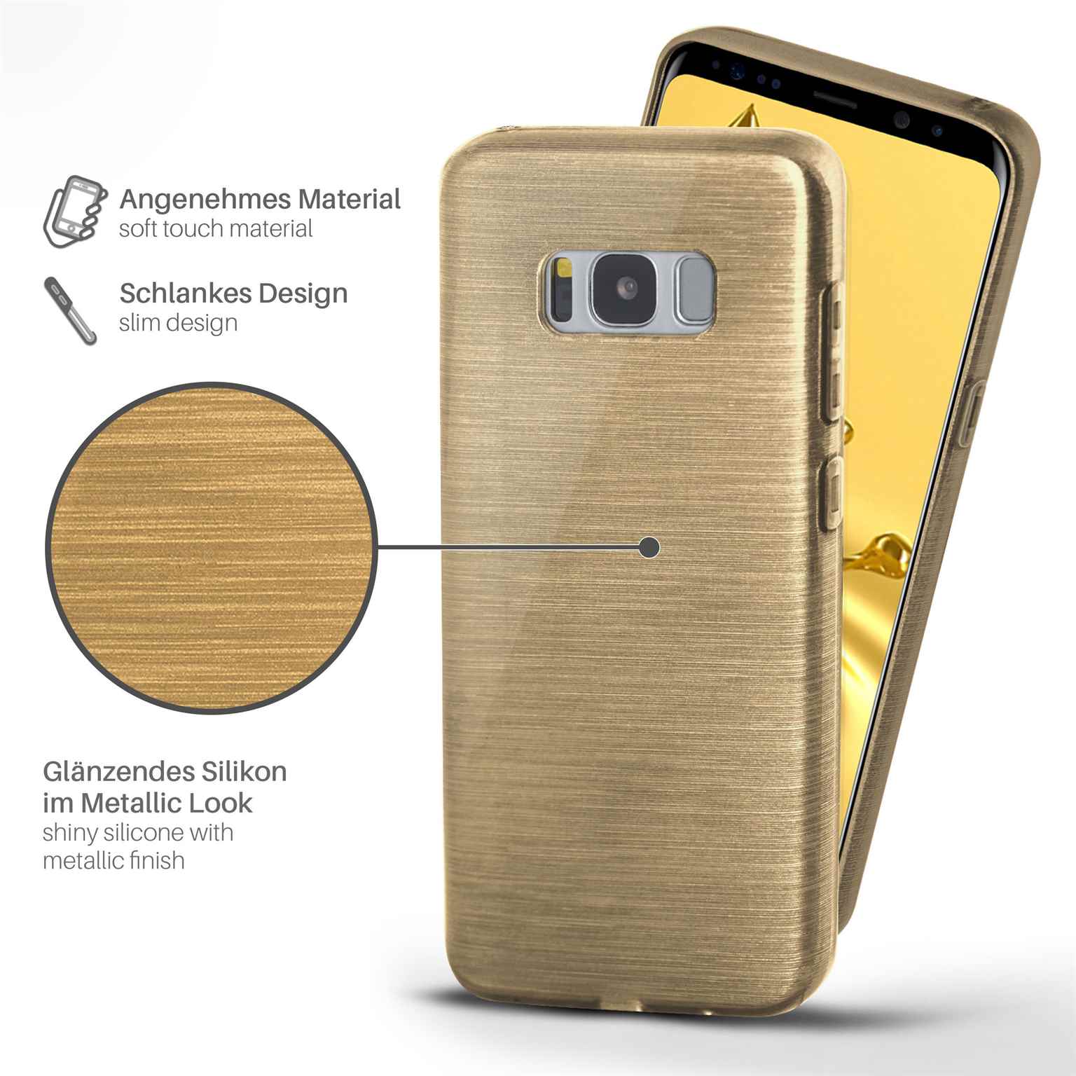 moex Brushed Case für Samsung Galaxy S8 – Silikon Handyhülle, Backcover in Aluminium Optik – Weiteres Produktbild 1