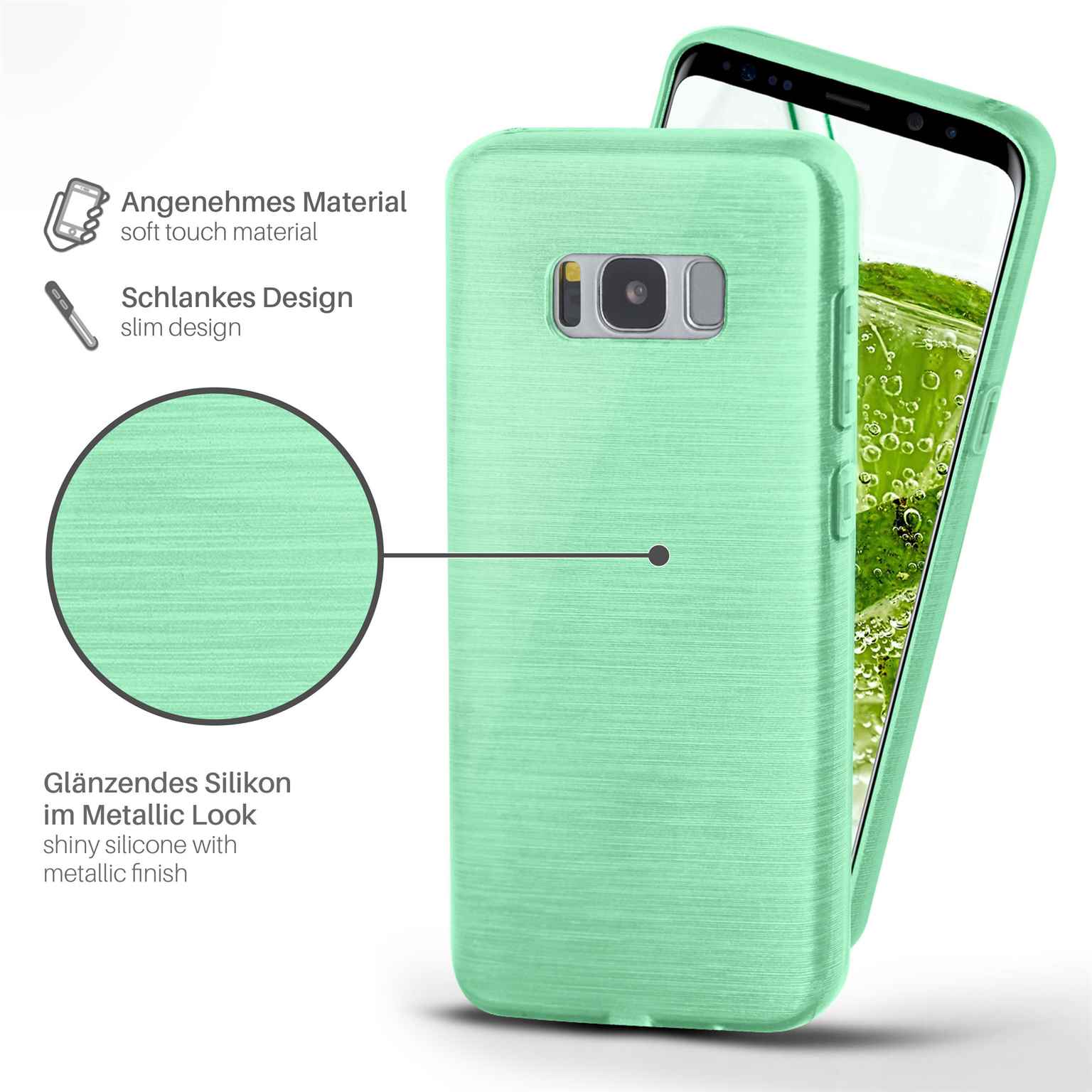 moex Brushed Case für Samsung Galaxy S8 – Silikon Handyhülle, Backcover in Aluminium Optik – Weiteres Produktbild 1