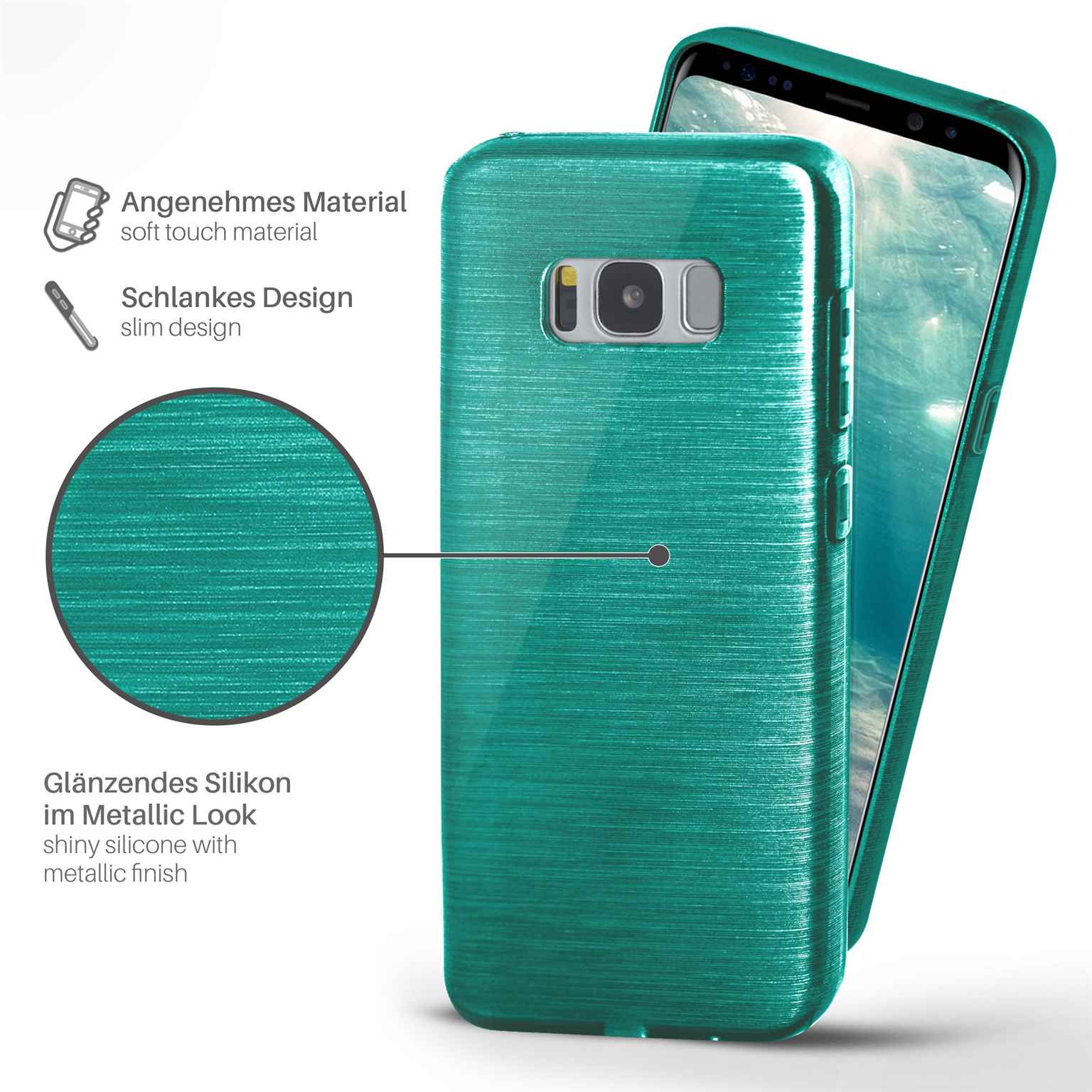 moex Brushed Case für Samsung Galaxy S8 – Silikon Handyhülle, Backcover in Aluminium Optik – Weiteres Produktbild 1
