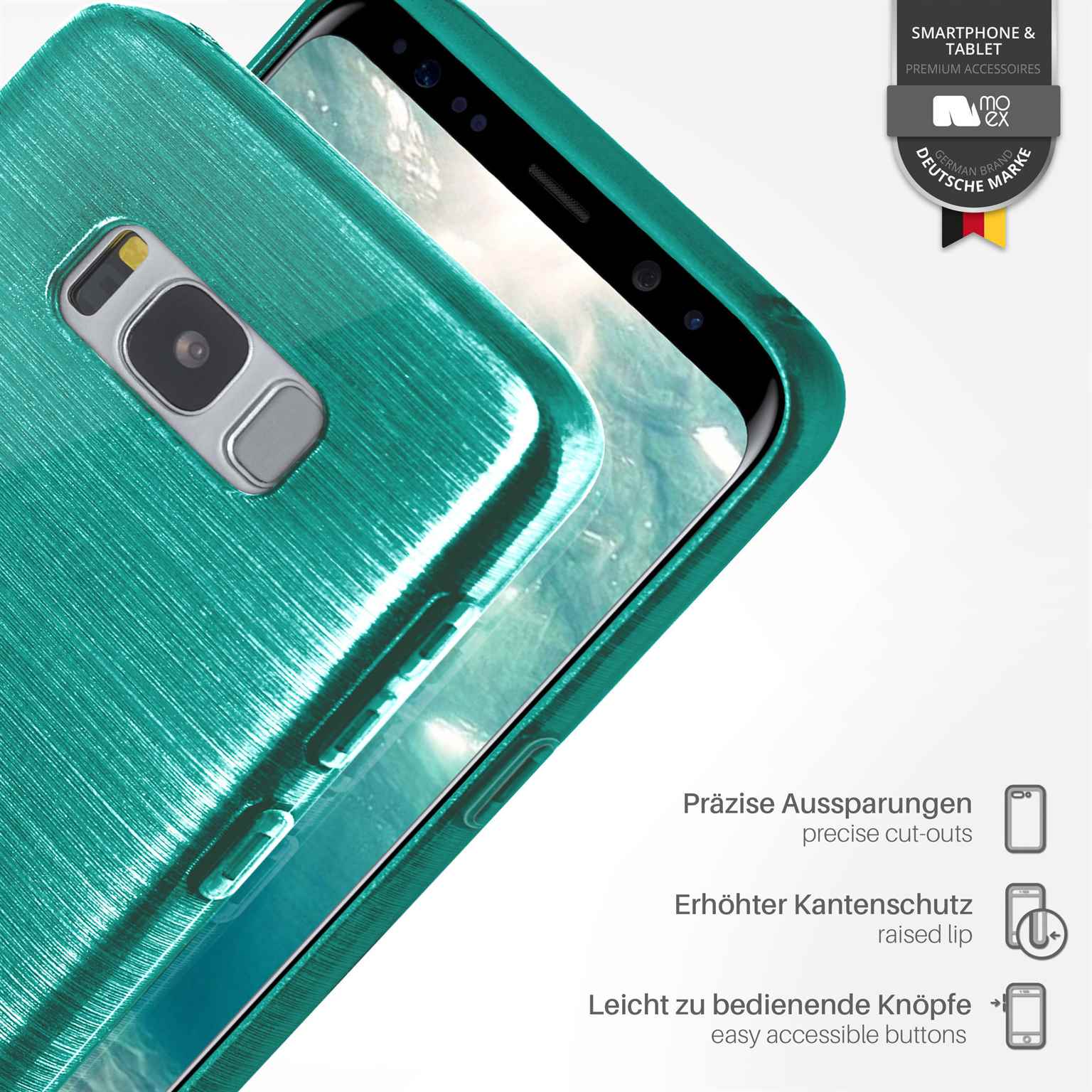 moex Brushed Case für Samsung Galaxy S8 – Silikon Handyhülle, Backcover in Aluminium Optik – Weiteres Produktbild 2