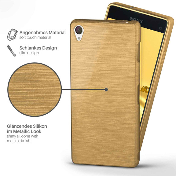 moex Brushed Case für Sony Xperia Z1 – Silikon Handyhülle, Backcover in Aluminium Optik – Weiteres Produktbild 2