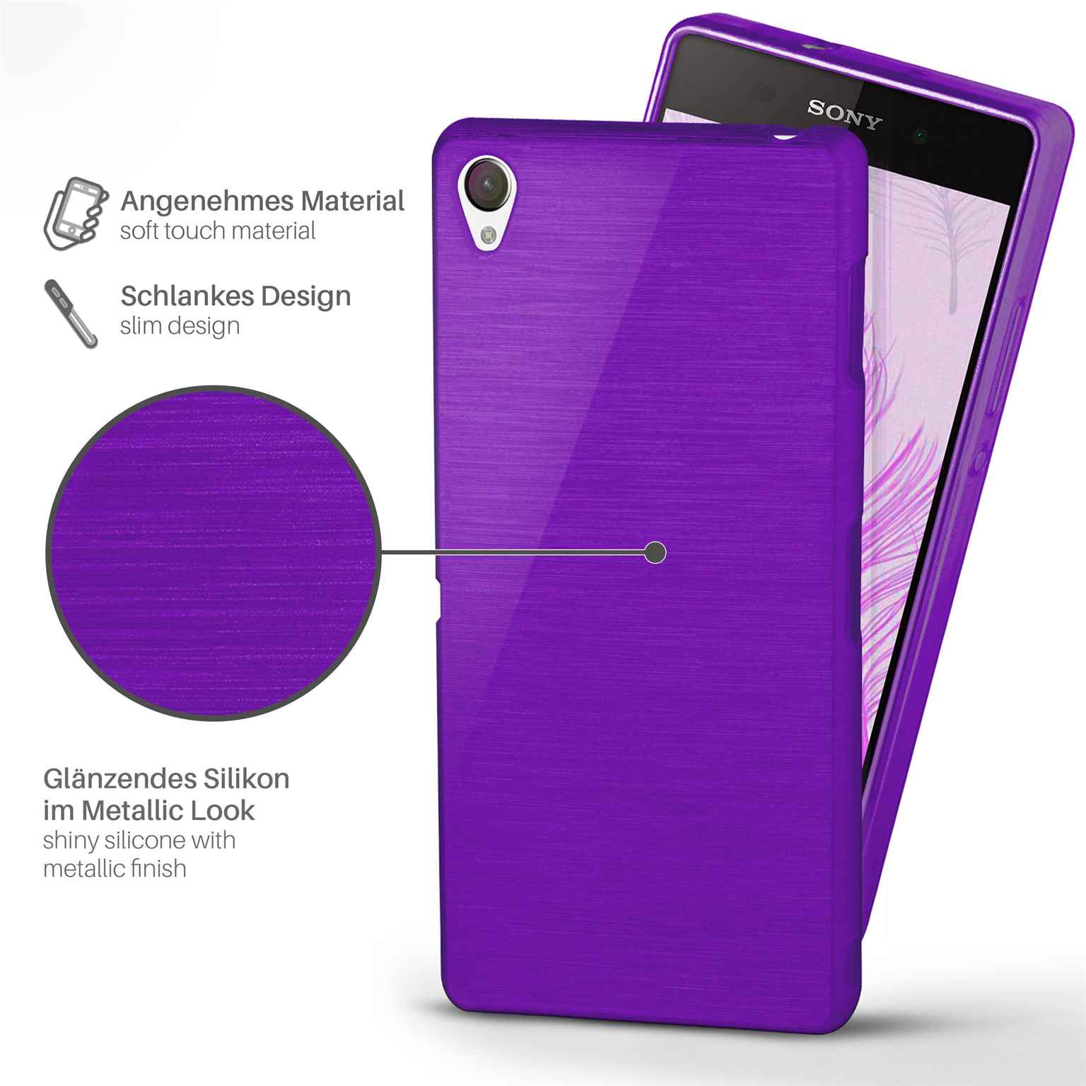 moex Brushed Case für Sony Xperia Z2 – Silikon Handyhülle, Backcover in Aluminium Optik – Weiteres Produktbild 2 moex Brushed Case für Sony Xperia Z2 – Silikon Handyhülle, Backcover in Aluminium Optik – Weiteres Produktbild 2