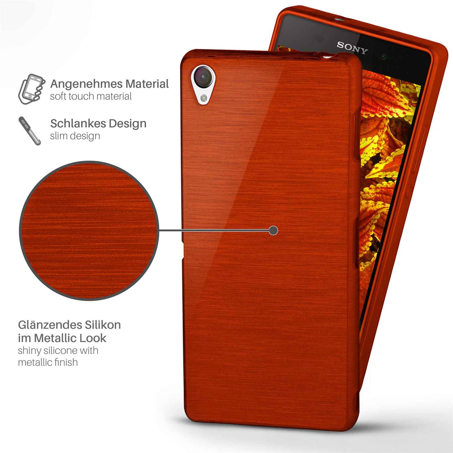moex Brushed Case für Sony Xperia Z2 – Silikon Handyhülle, Backcover in Aluminium Optik – Weiteres Produktbild 1