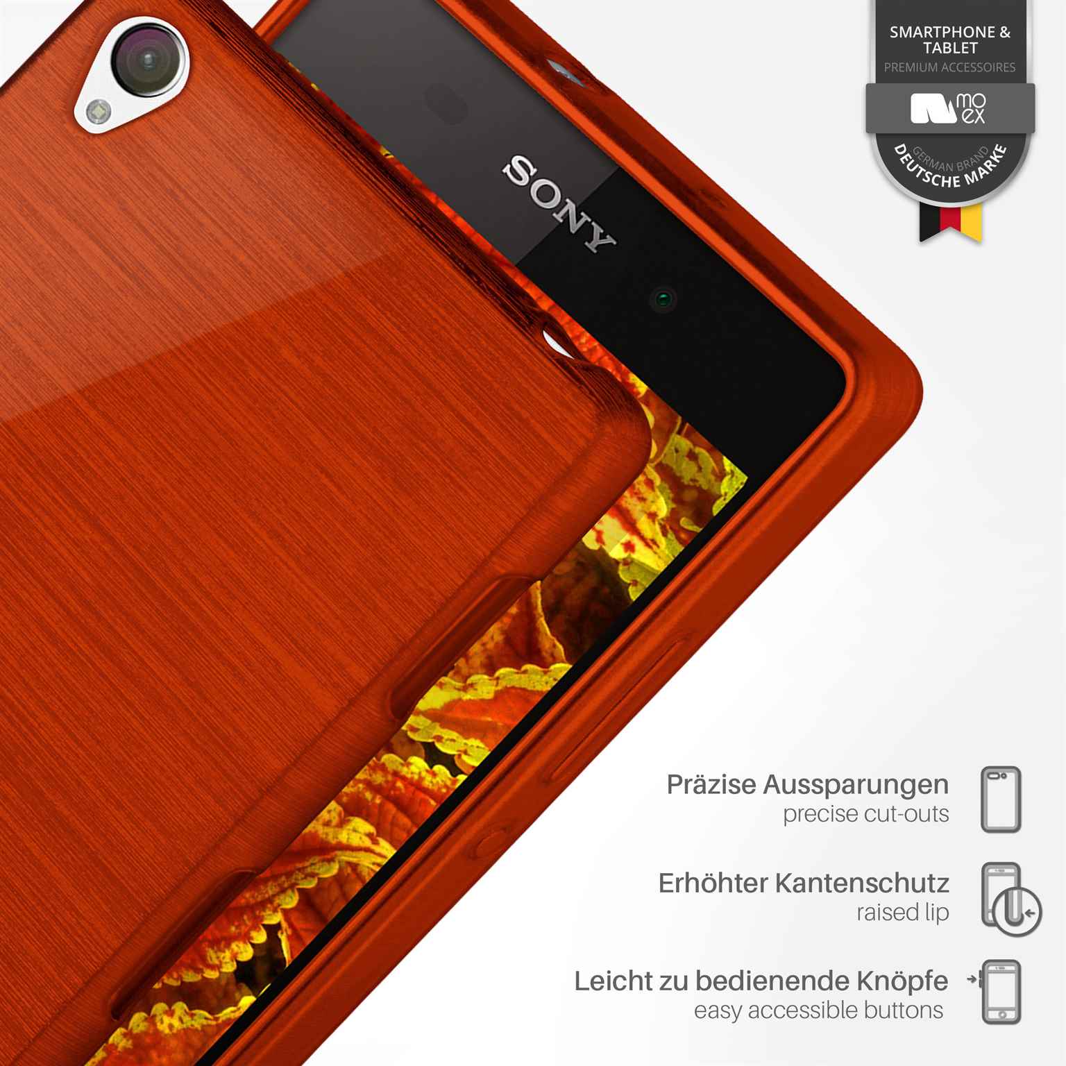 moex Brushed Case für Sony Xperia Z2 – Silikon Handyhülle, Backcover in Aluminium Optik – Weiteres Produktbild 2