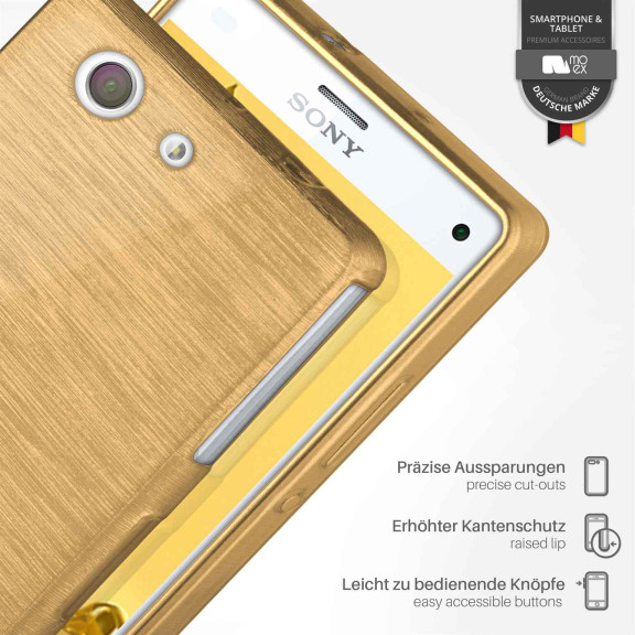 moex Brushed Case für Sony Xperia Z3 Compact – Silikon Handyhülle, Backcover in Aluminium Optik – Weiteres Produktbild 3