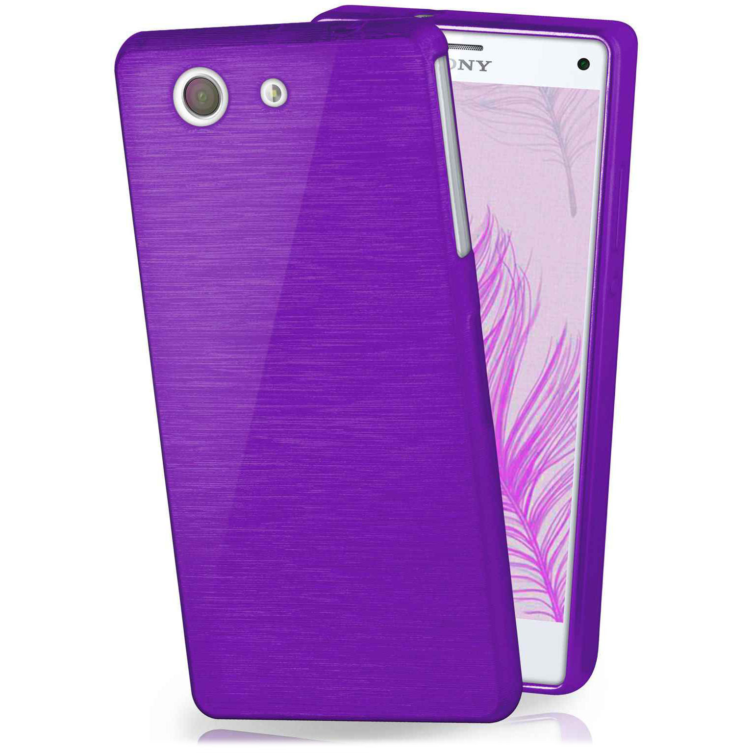 moex Brushed Case für Sony Xperia Z3 Compact – Silikon Handyhülle, Backcover in Aluminium Optik – undefined