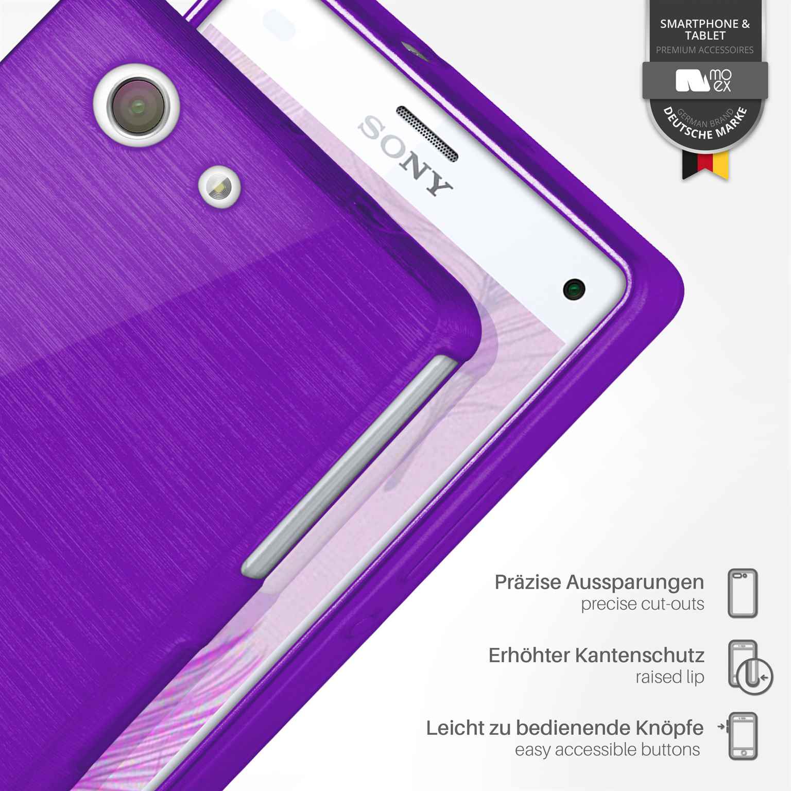 moex Brushed Case für Sony Xperia Z3 Compact – Silikon Handyhülle, Backcover in Aluminium Optik – Weiteres Produktbild 2