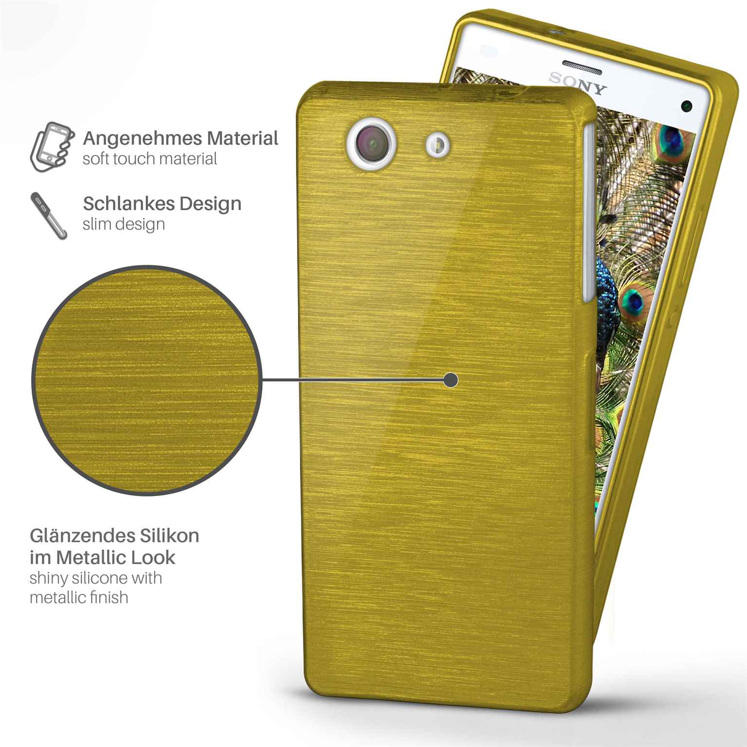 moex Brushed Case für Sony Xperia Z3 Compact – Silikon Handyhülle, Backcover in Aluminium Optik – Weiteres Produktbild 1