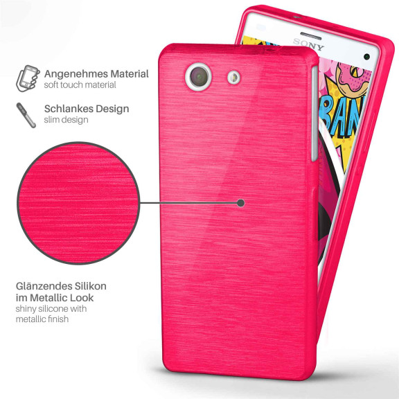 moex Brushed Case für Sony Xperia Z3 Compact – Silikon Handyhülle, Backcover in Aluminium Optik – Weiteres Produktbild 2