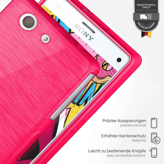 moex Brushed Case für Sony Xperia Z3 Compact – Silikon Handyhülle, Backcover in Aluminium Optik – Weiteres Produktbild 3