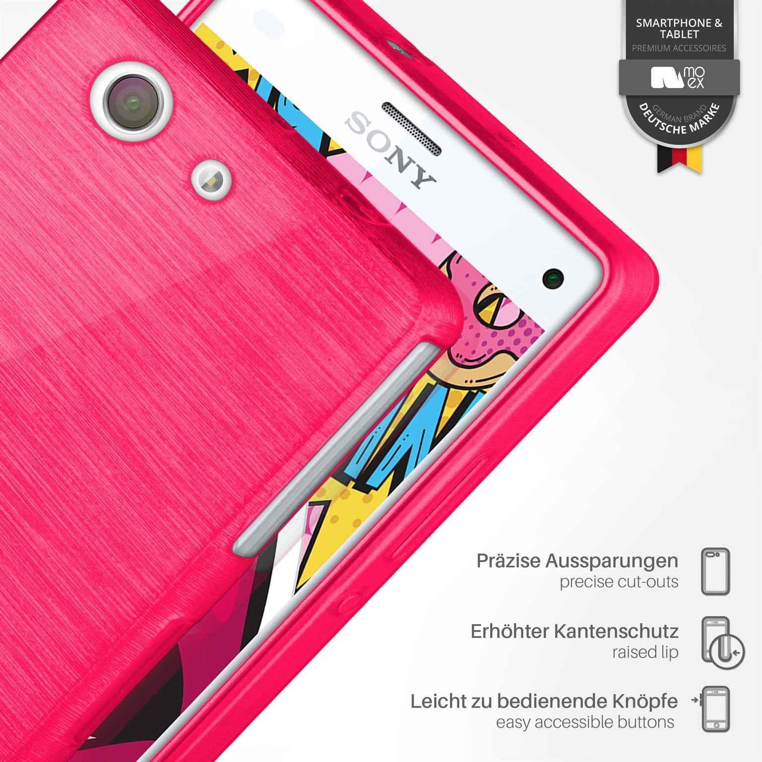 moex Brushed Case für Sony Xperia Z3 Compact – Silikon Handyhülle, Backcover in Aluminium Optik – Weiteres Produktbild 2