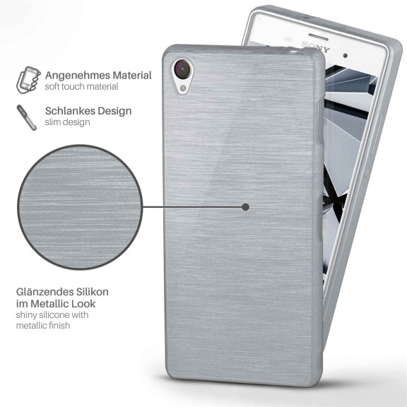 moex Brushed Case für Sony Xperia Z3 – Silikon Handyhülle, Backcover in Aluminium Optik – Weiteres Produktbild 2