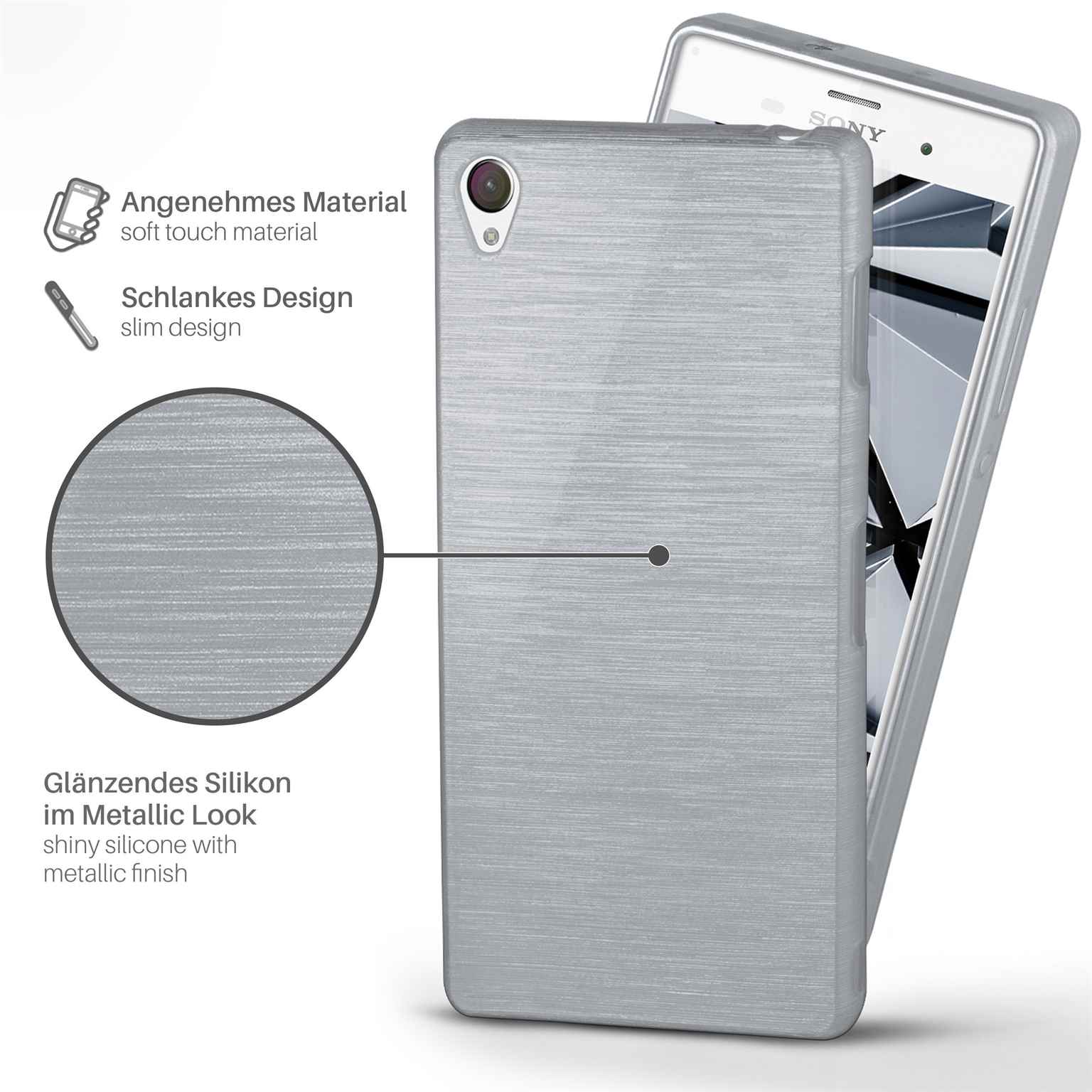 moex Brushed Case für Sony Xperia Z3 – Silikon Handyhülle, Backcover in Aluminium Optik – Weiteres Produktbild 1