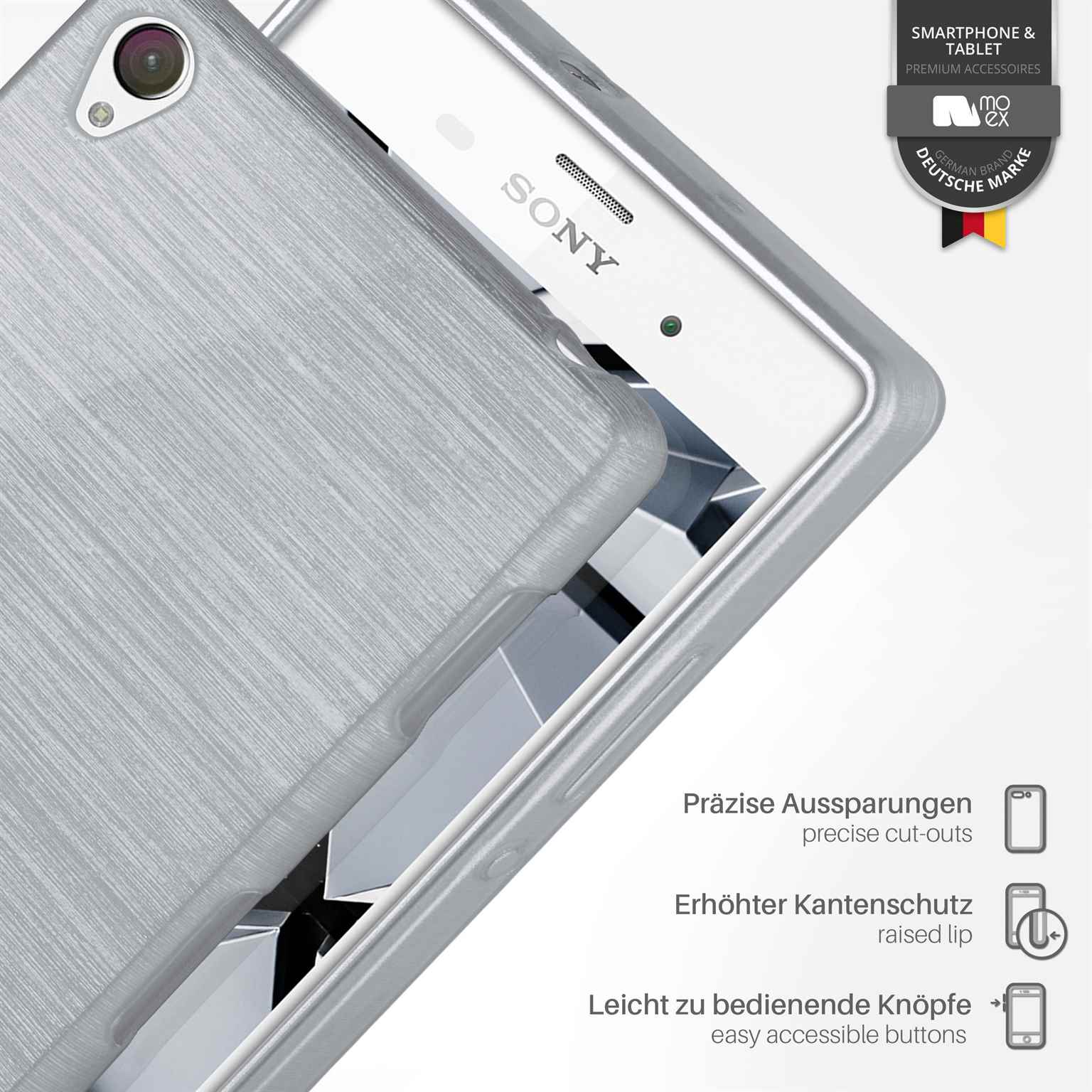 moex Brushed Case für Sony Xperia Z3 – Silikon Handyhülle, Backcover in Aluminium Optik – Weiteres Produktbild 2