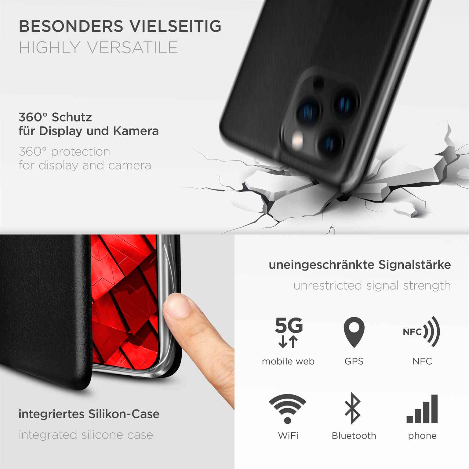 ONEFLOW Business Case iPhone 16 Pro Handytasche mit Kartenfach – Weiteres Produktbild 4