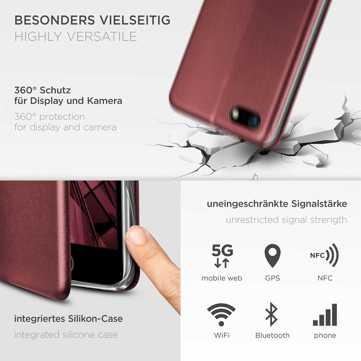 ONEFLOW Business Case iPhone SE (2016) Handytasche mit Kartenfach – Weiteres Produktbild 3
