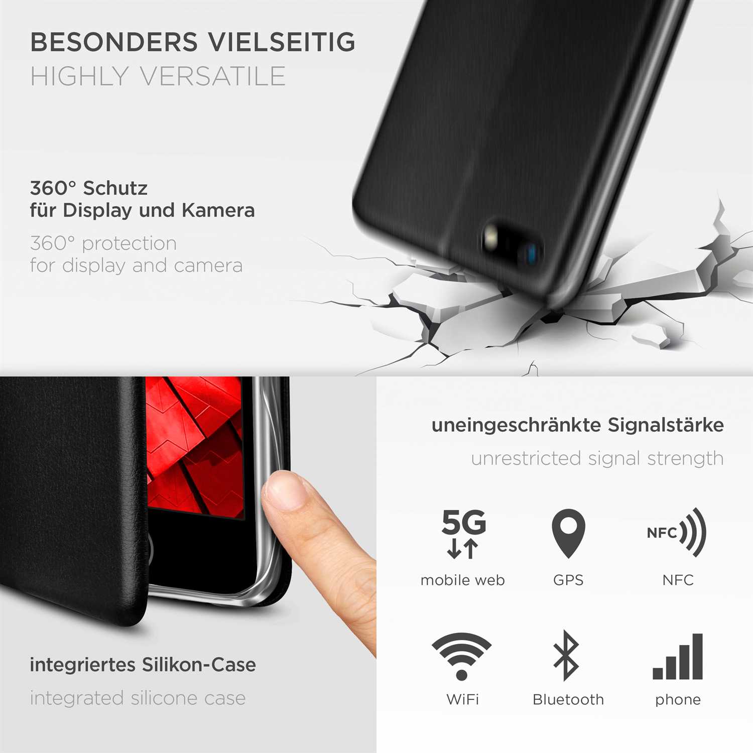ONEFLOW Business Case iPhone SE (2016) Handytasche mit Kartenfach – Weiteres Produktbild 3