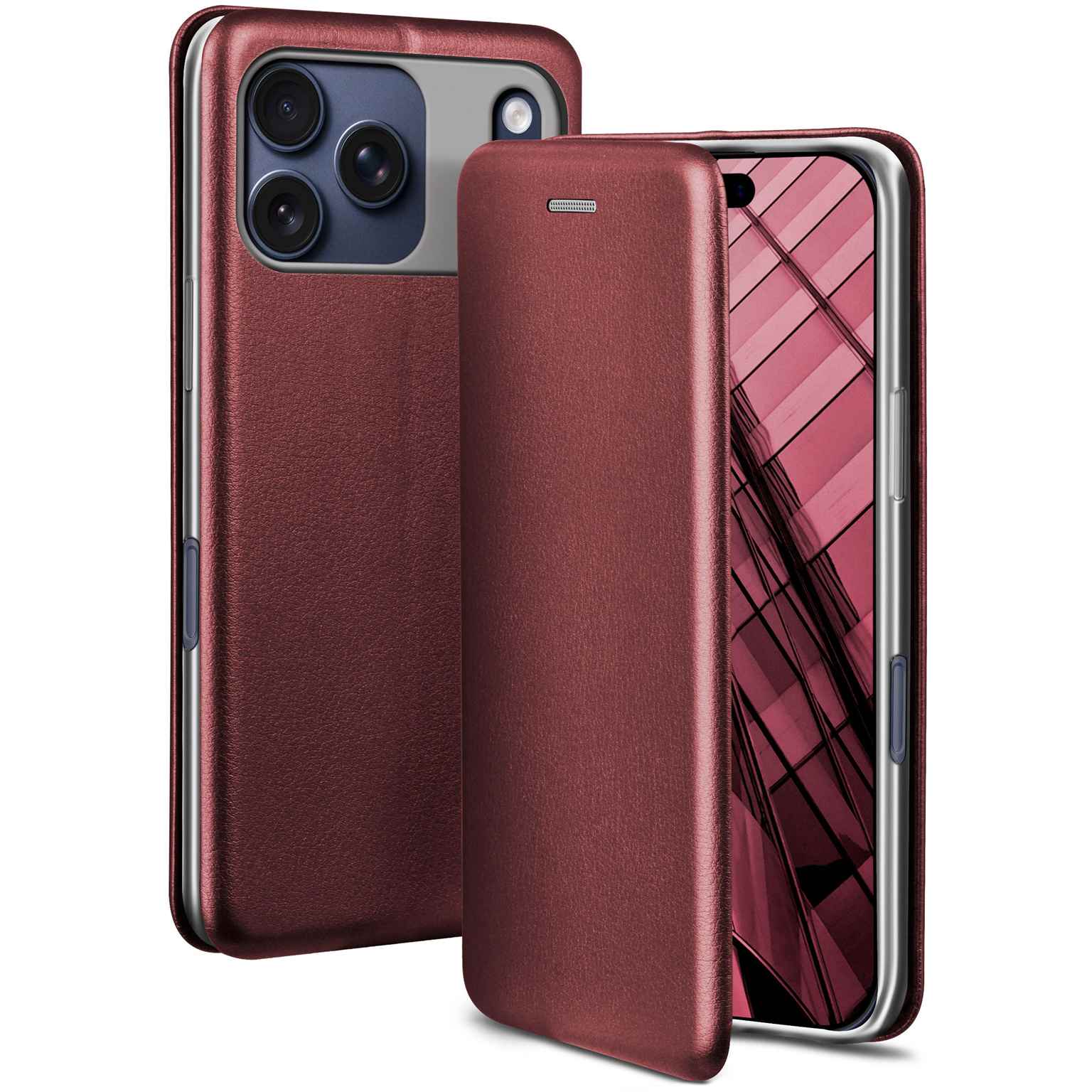 ONEFLOW Business Case iPhone 17 Pro Max Handytasche mit Kartenfach – Burgund - Red