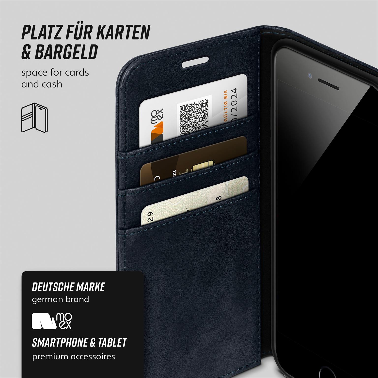 moex Casual Case iPhone 7 Hülle klappbar Leder Optik – Weiteres Produktbild 3
