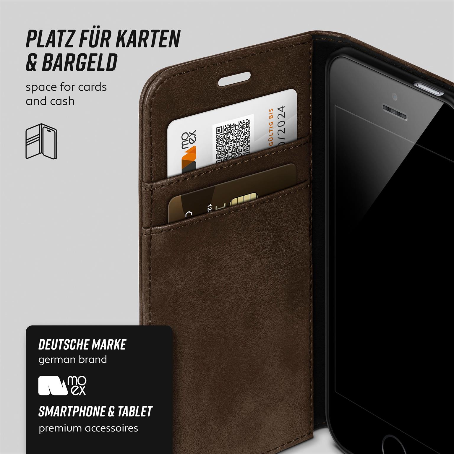 moex Casual Case iPhone SE (2016) Hülle klappbar Leder Optik – Weiteres Produktbild 3