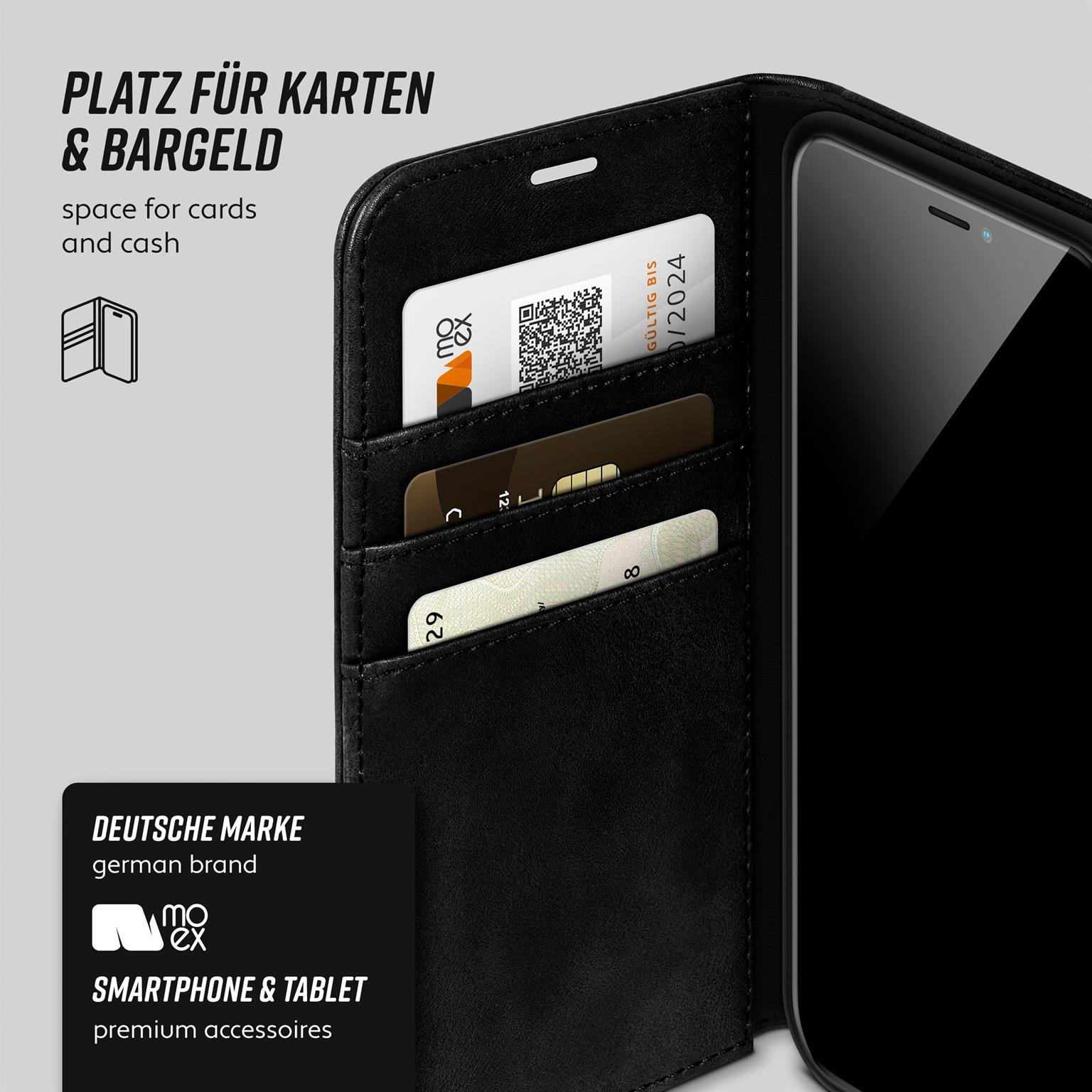 moex Casual Case iPhone XS Max Hülle klappbar Leder Optik – Weiteres Produktbild 2