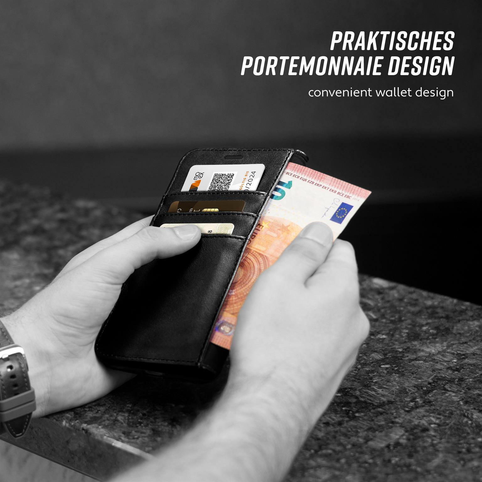 moex Casual Case iPhone XS Hülle klappbar Leder Optik – Weiteres Produktbild 2