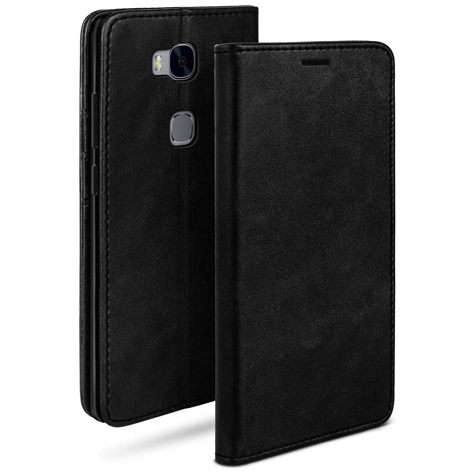 moex Casual Case Huawei Honor 5X Hülle klappbar Leder Optik – Onyx