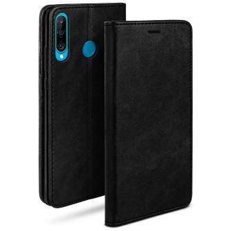 moex Casual Case Huawei P30 Lite Hülle klappbar Leder Optik – Onyx