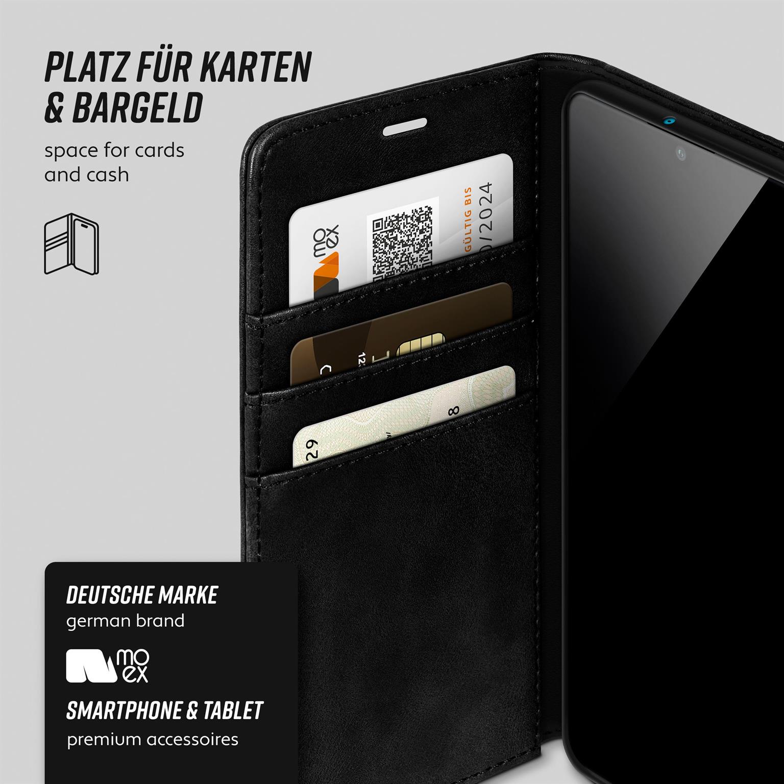 moex Casual Case Huawei P30 Lite New Edition Hülle klappbar Leder Optik – Weiteres Produktbild 3