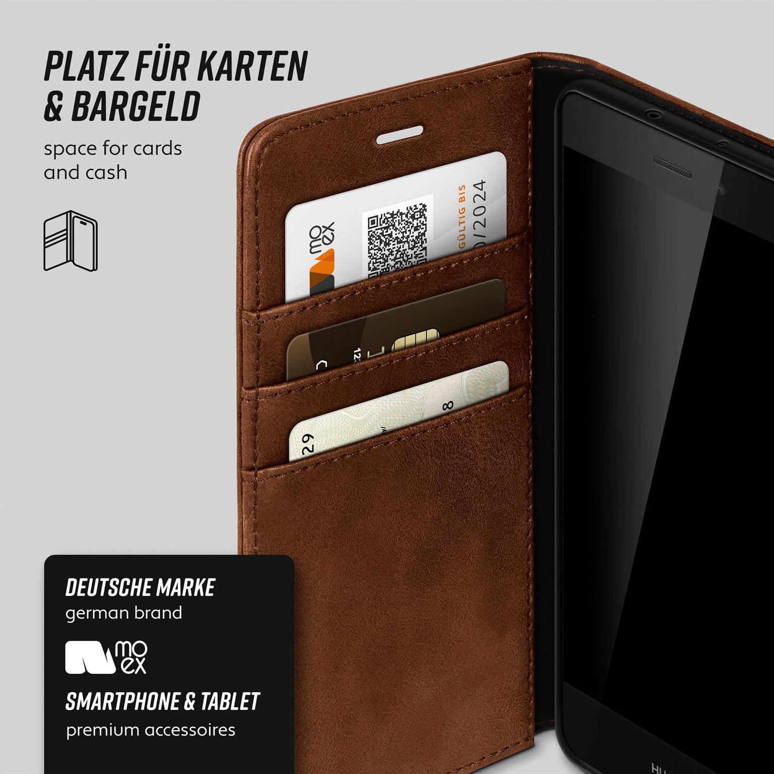 moex Casual Case Huawei P8 Lite 2015 Hülle klappbar Leder Optik – Weiteres Produktbild 3
