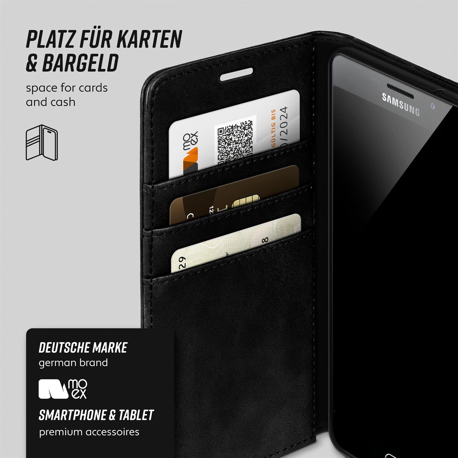 moex Casual Case Samsung Galaxy A7 (2016) Hülle klappbar Leder Optik – Weiteres Produktbild 2