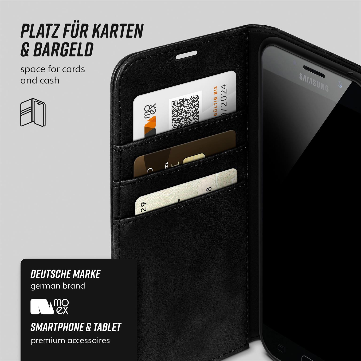 moex Casual Case Samsung Galaxy A7 (2017) Hülle klappbar Leder Optik – Weiteres Produktbild 2