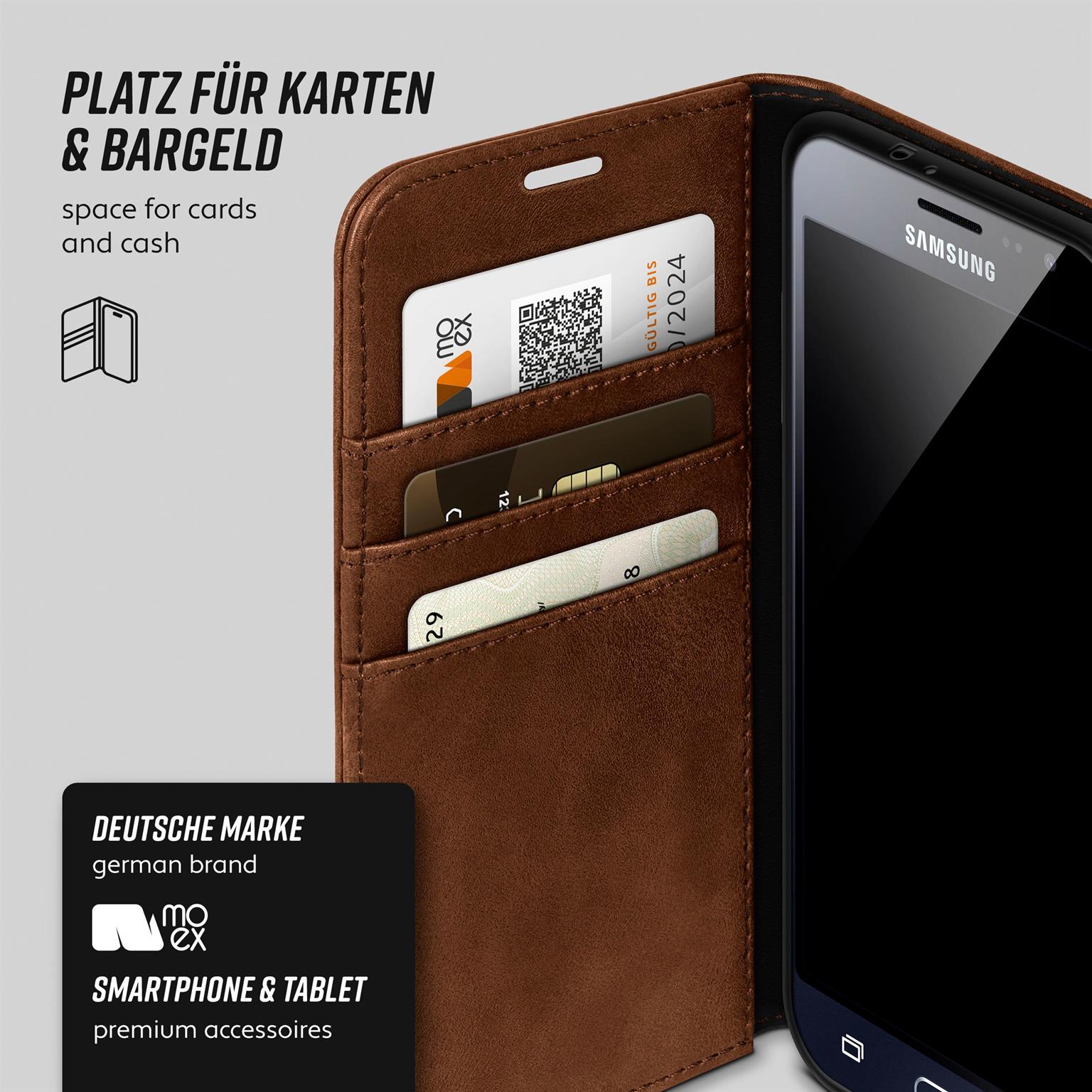 moex Casual Case Samsung Galaxy J3 (2016) Hülle klappbar Leder Optik – Weiteres Produktbild 2