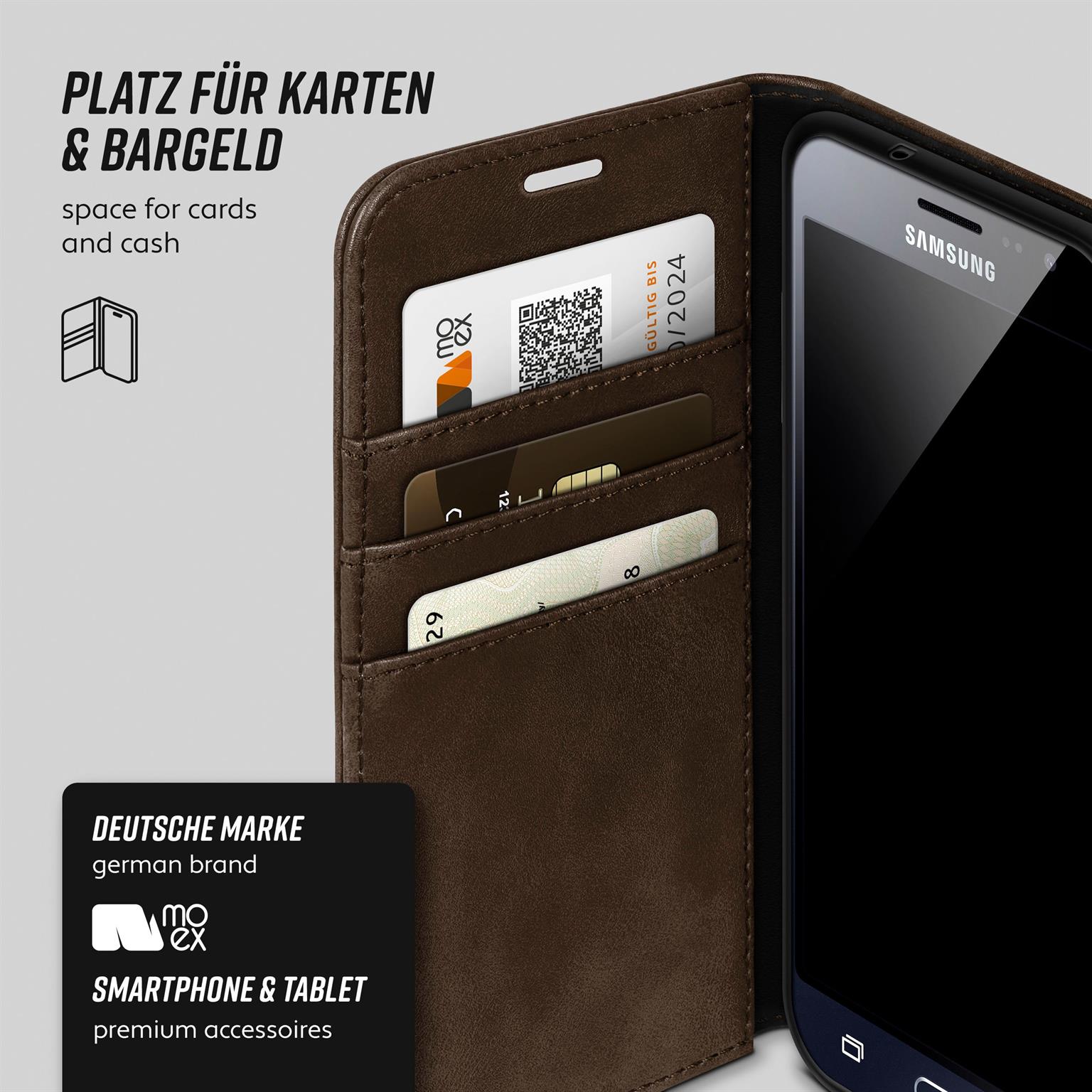 moex Casual Case Samsung Galaxy J3 (2016) Hülle klappbar Leder Optik – Weiteres Produktbild 2