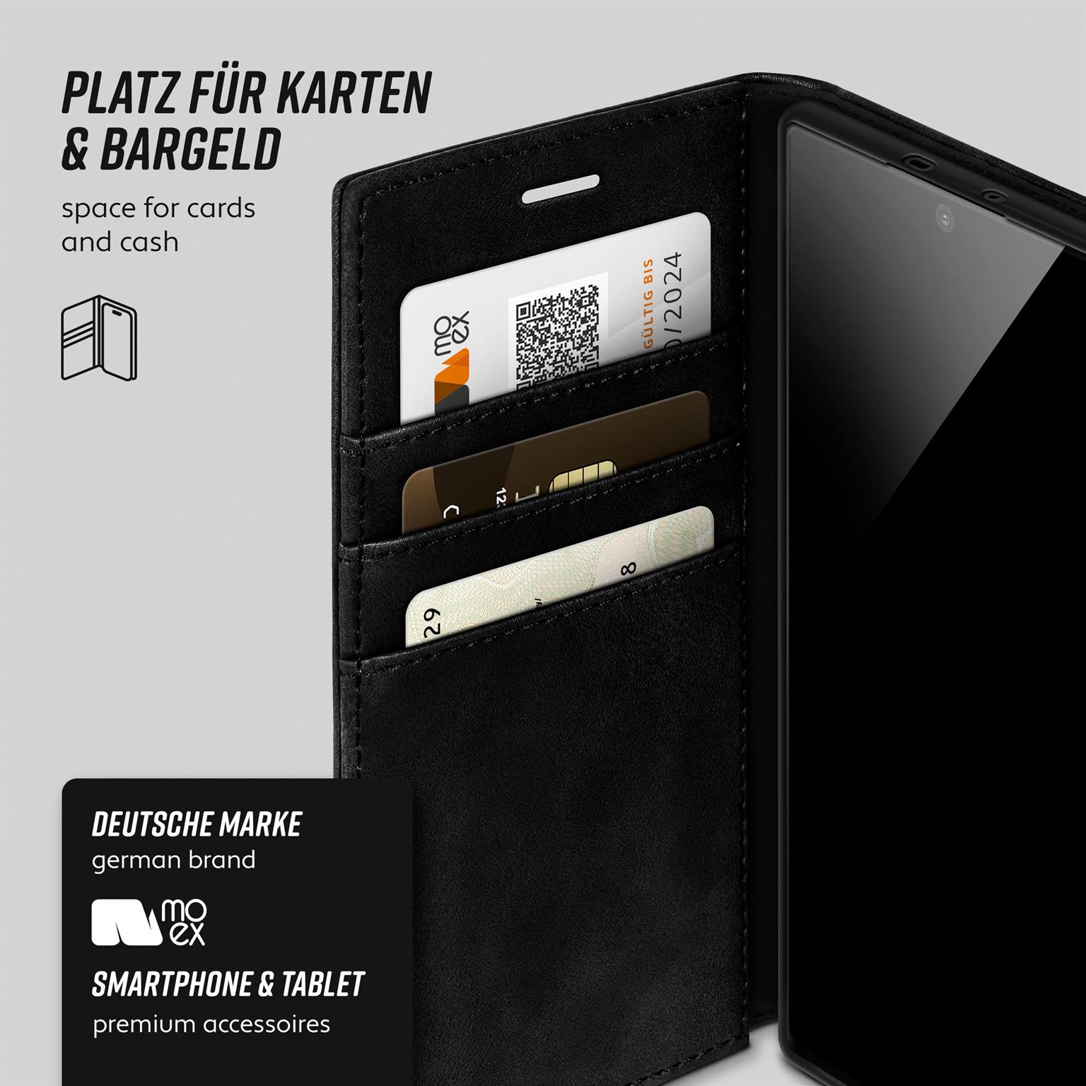 moex Casual Case Samsung Galaxy Note 10 Hülle klappbar Leder Optik – Weiteres Produktbild 2