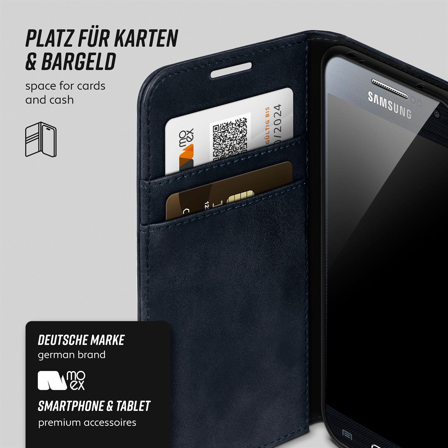 moex Casual Case Samsung Galaxy S4 Mini Hülle klappbar Leder Optik – Weiteres Produktbild 3