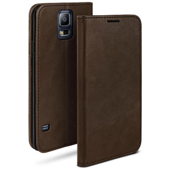 moex Casual Case Samsung Galaxy S5 Hülle klappbar Leder Optik – Dark-Soil