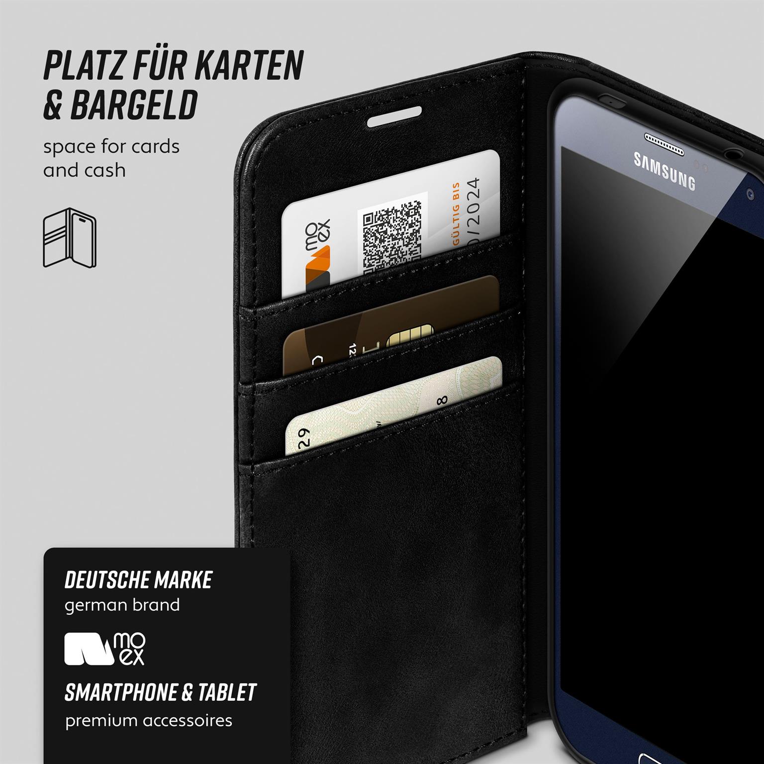moex Casual Case Samsung Galaxy S5 Neo Hülle klappbar Leder Optik – Weiteres Produktbild 3