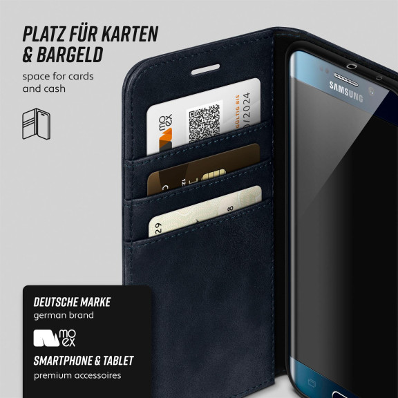 moex Casual Case Samsung Galaxy S6 Edge Hülle klappbar Leder Optik – Weiteres Produktbild 3