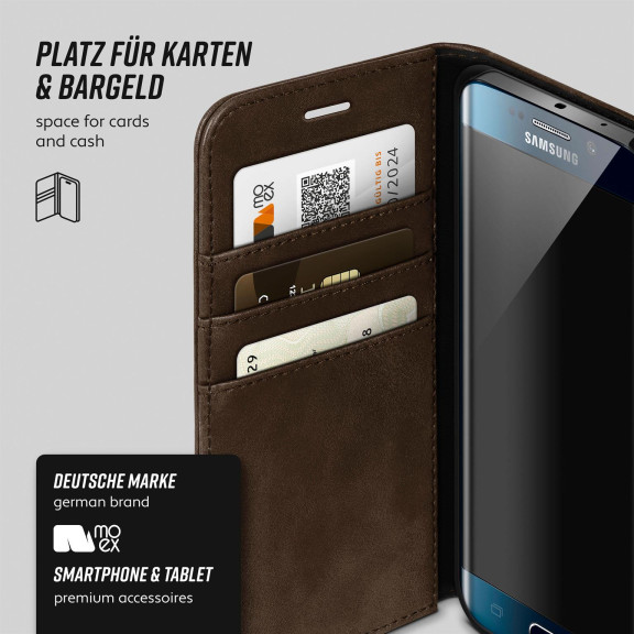 moex Casual Case Samsung Galaxy S6 Edge Hülle klappbar Leder Optik – Weiteres Produktbild 3