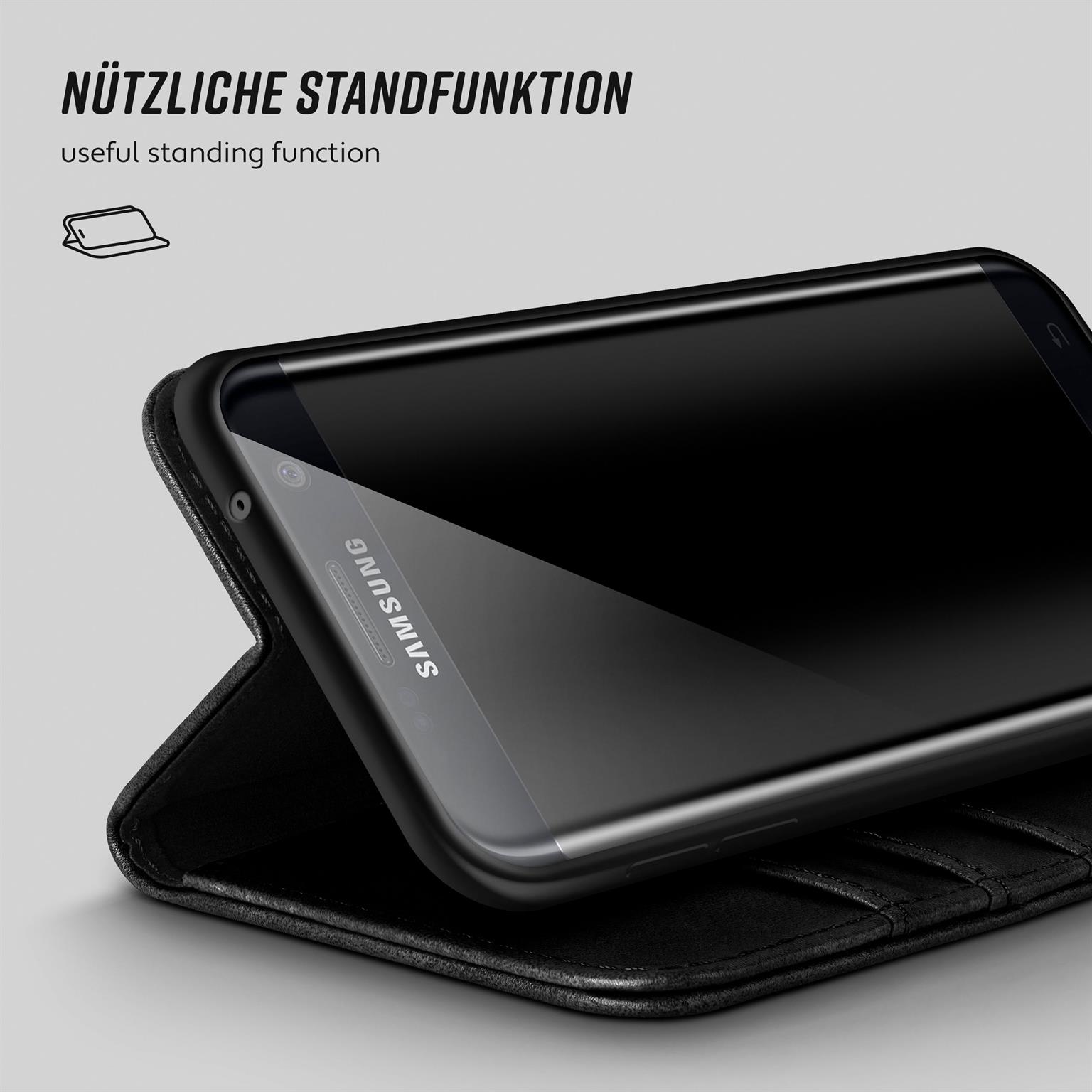 moex Casual Case Samsung Galaxy S7 Edge Hülle klappbar Leder Optik – Weiteres Produktbild 4