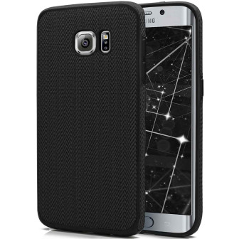 moex Chevron Case für Samsung Galaxy S6 Edge – Flexible Hülle mit erhöhtem Rand für optimalen Schutz – Nero