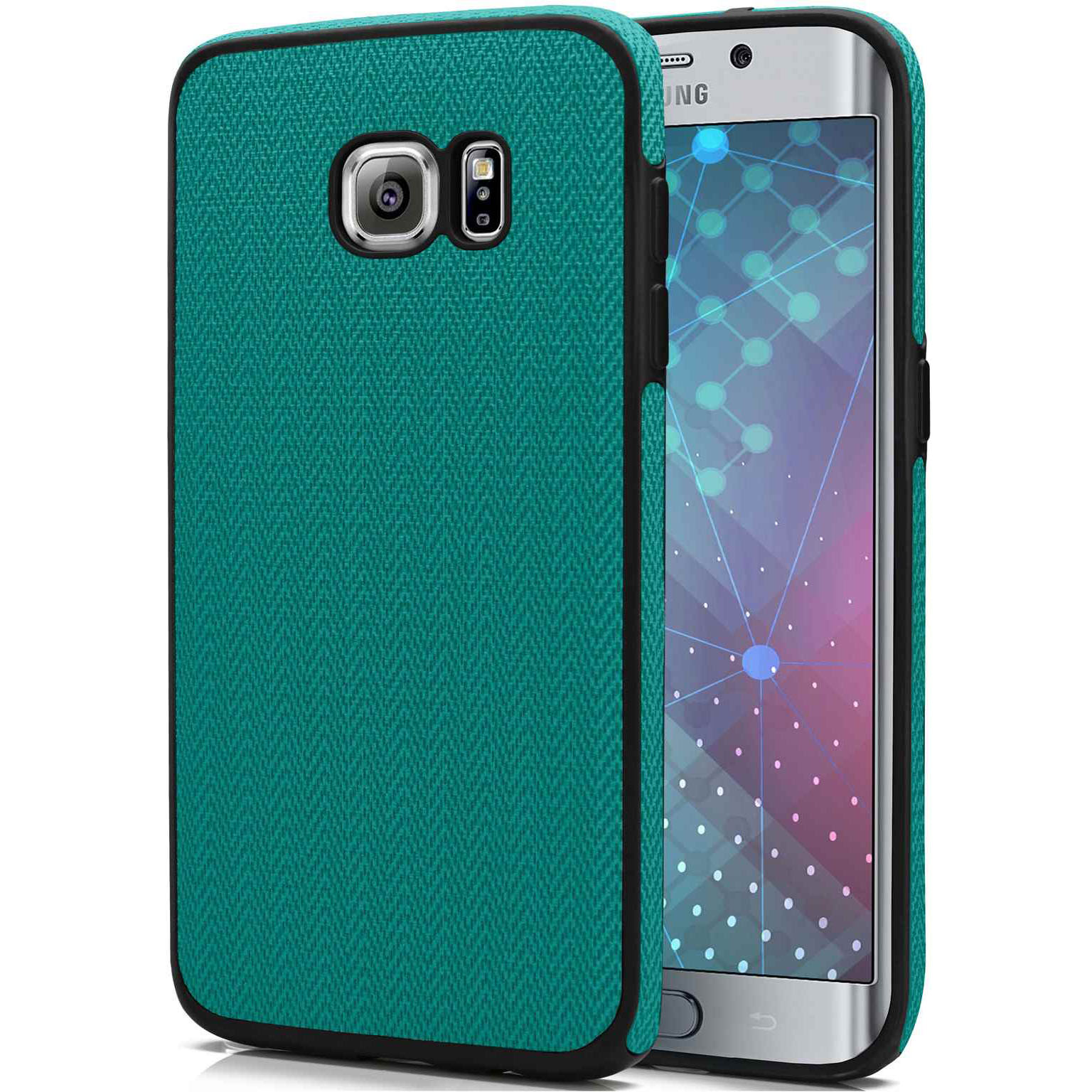 moex Chevron Case für Samsung Galaxy S6 Edge – Flexible Hülle mit erhöhtem Rand für optimalen Schutz – Azzurro