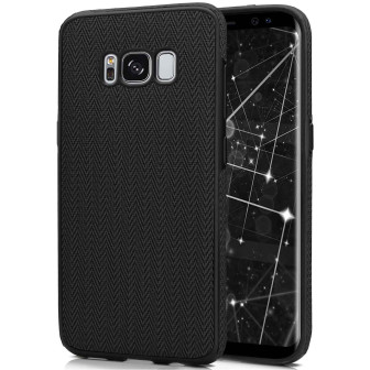 moex moex Chevron Case für Samsung Galaxy S8 Plus – Flexible Hülle mit erhöhtem Rand für optimalen Schutz – Nero