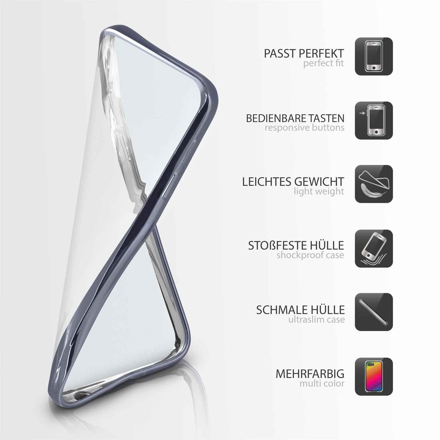 moex Chrome Case für iPhone 4 – Handy Bumper mit Chrom Rand – Transparente Hülle – Weiteres Produktbild 1