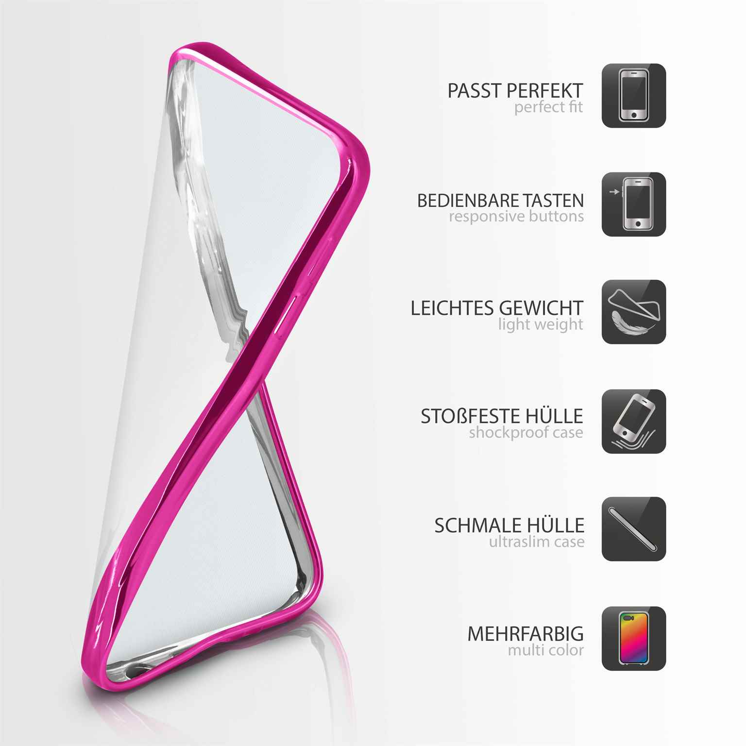 moex Chrome Case für iPhone 6 – Handy Bumper mit Chrom Rand – Transparente Hülle – Weiteres Produktbild 1