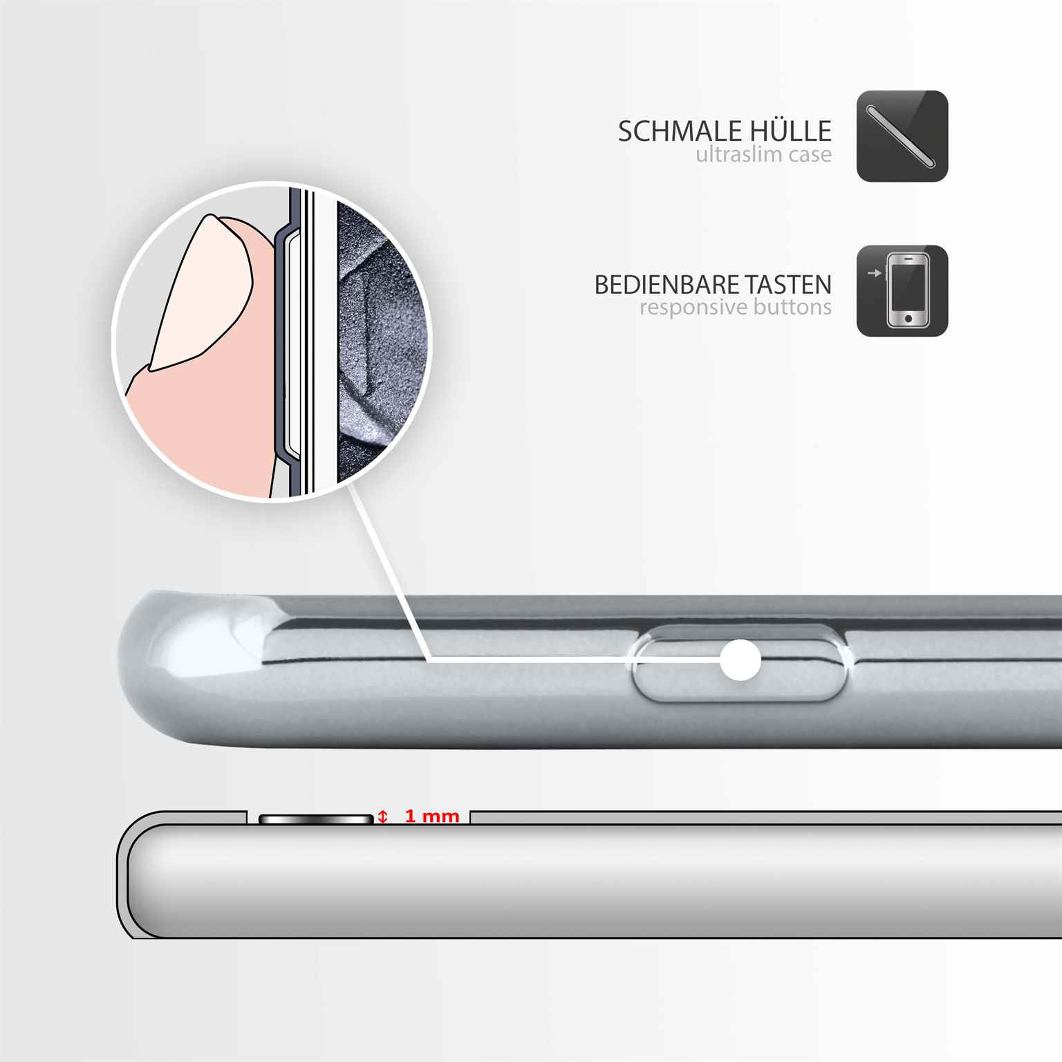 moex Chrome Case für iPhone 6 – Handy Bumper mit Chrom Rand – Transparente Hülle – Weiteres Produktbild 2